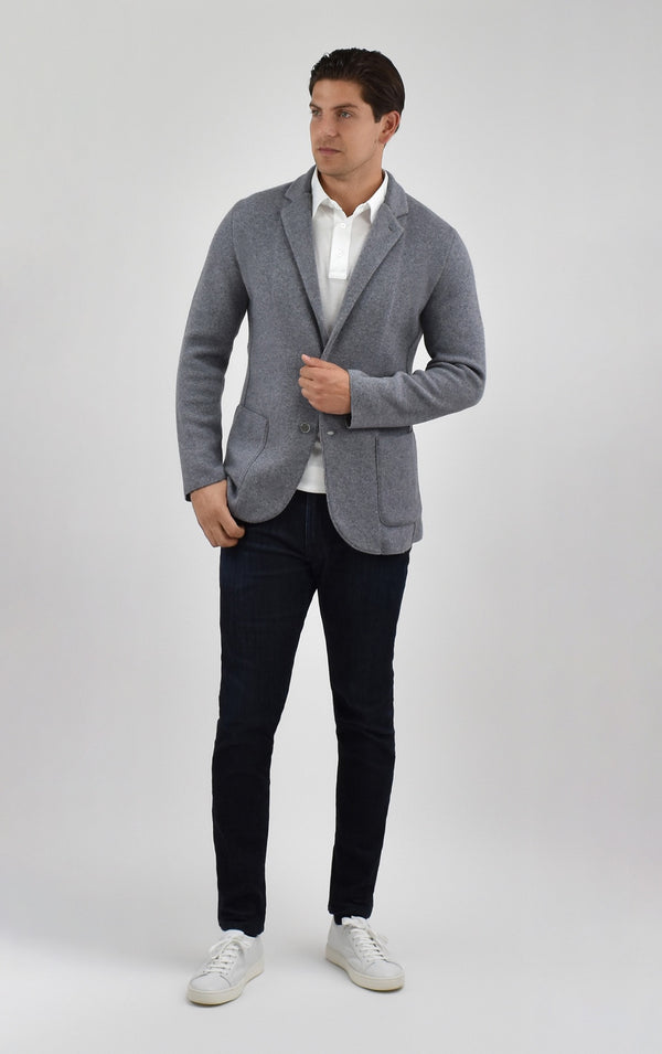 Cashmere Knit Blazer in Grey Knitwear David August, Inc.   