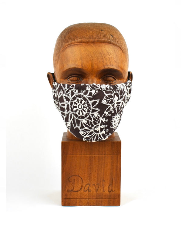 Premium Brown with White Abstract Cloth Face Mask - FM24 Face Mask David August, Inc.   