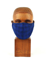 Premium Blue and Navy Check Cloth Face Mask - FM25 Face Mask David August, Inc.   