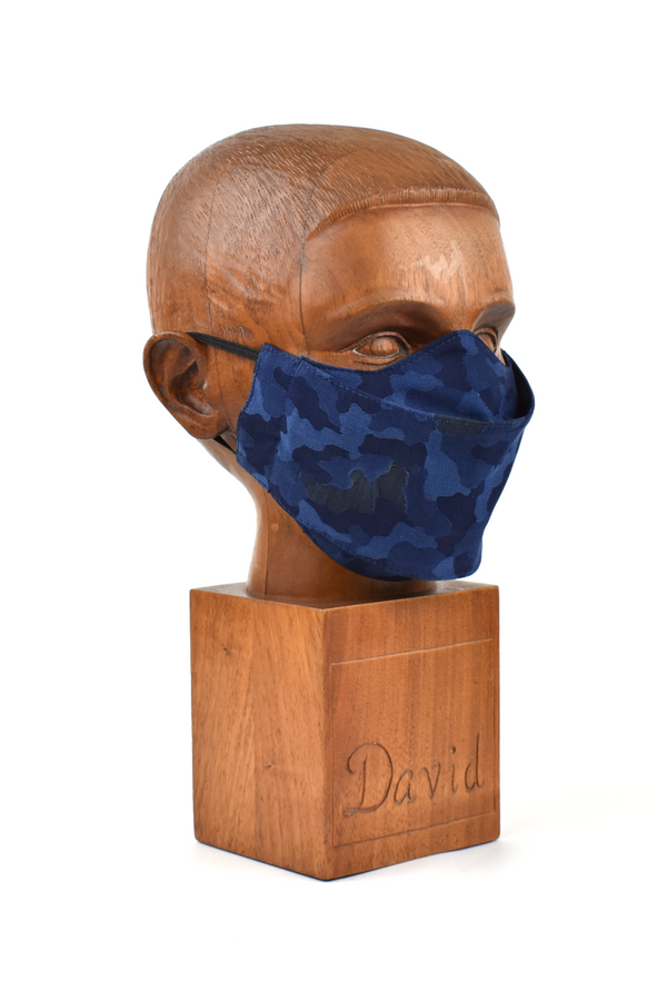 Premium Navy Camo Flat Front Cloth Face Mask - FM42 Face Mask David August, Inc.   