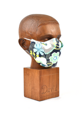 Premium Navy with Turquoise & White Floral Flat Front Cloth Face Mask - FM48 Face Mask David August, Inc.   