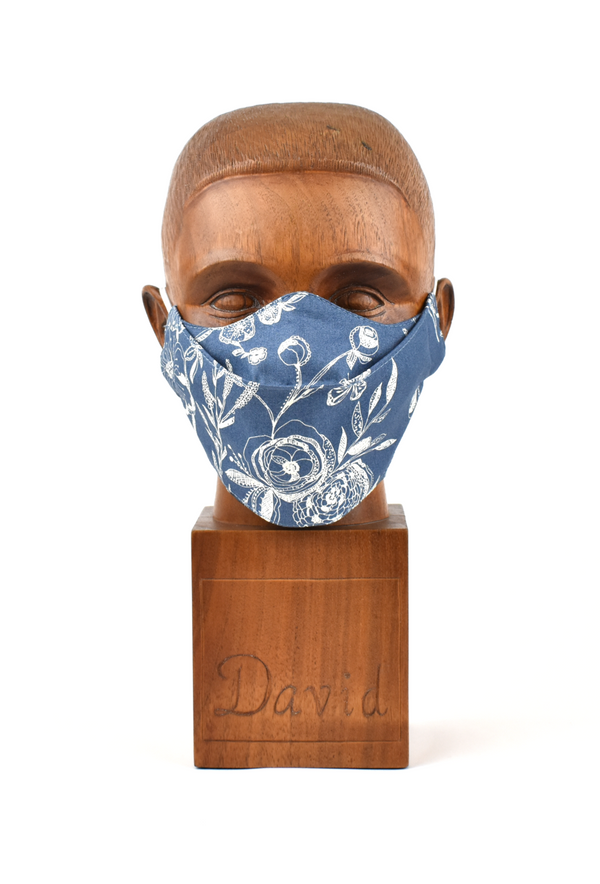 Premium Blue Poppy Flat Front Cloth Face Mask - FM40 Face Mask David August, Inc.   