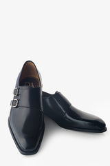David August Leather Double Monk-strap Shoes in Nero Black Shoes David August, Inc.   