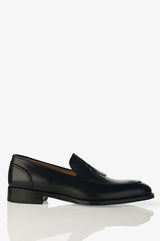 David August Pebble Grain Leather Belgian Loafer in Black Peccary Nero Shoes David August, Inc.   