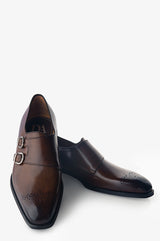 David August Leather Cap Toe Double Monk-strap Shoes in Reverse Sombrero Shoes David August, Inc.   